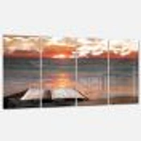 Open Bible Cloudy Sunset  Canvas Wall Art