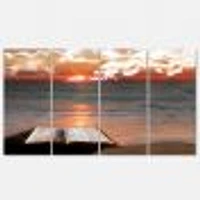 Open Bible Cloudy Sunset  Canvas Wall Art