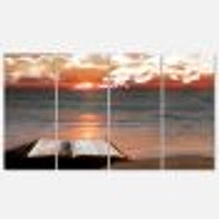 Open Bible Cloudy Sunset  Canvas Wall Art