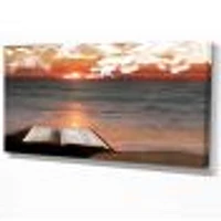 Open Bible Cloudy Sunset  Wall Art