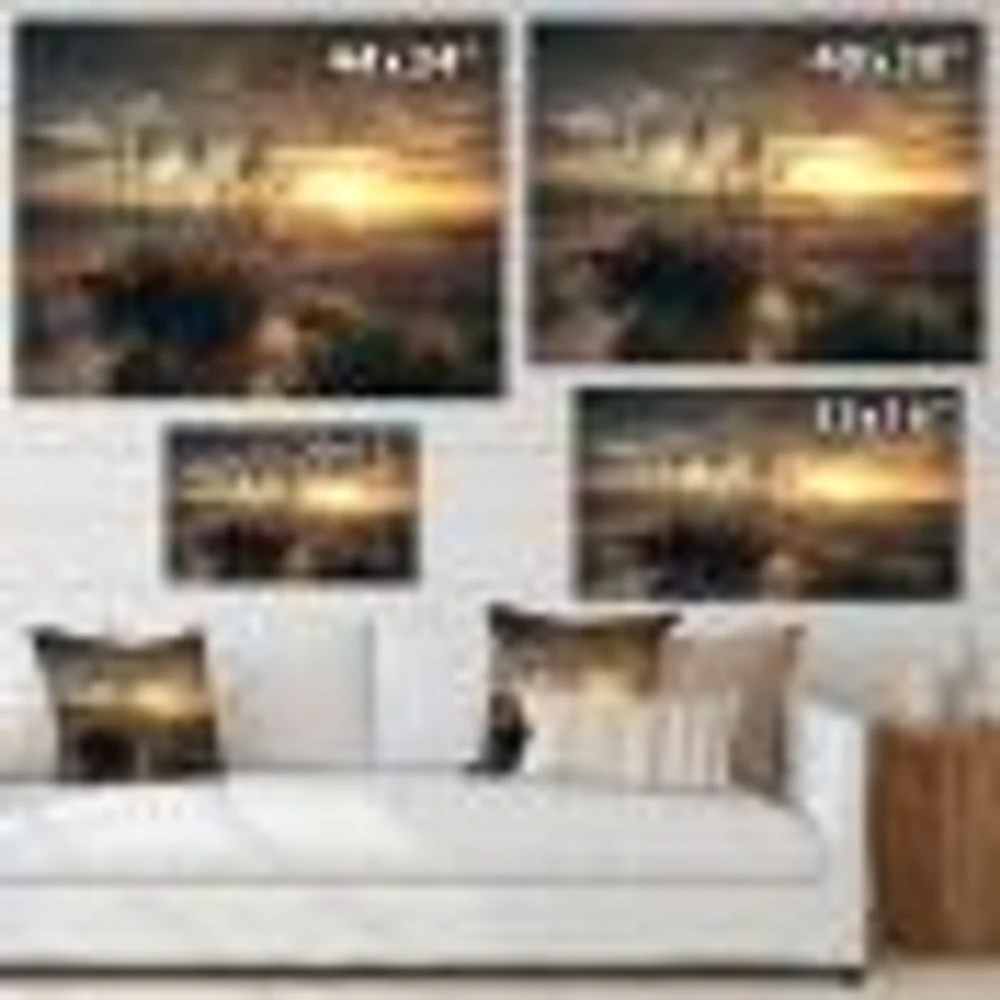 Grassy and Beach Sunset  Wall Art Canvas