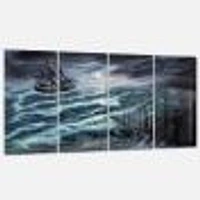 Pirate Ship Under Stormy Cloud  Canvas Wall Art