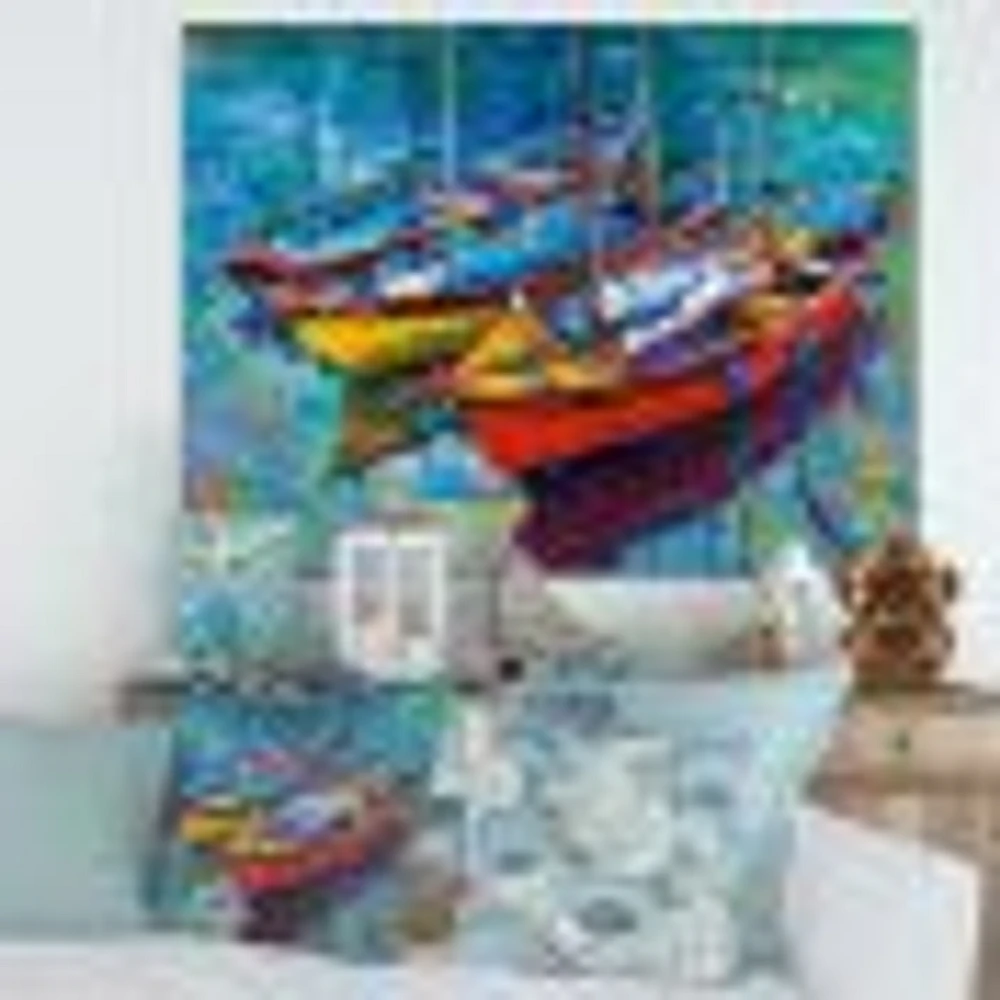 Three Fishing Boat  Canvas Wall Art