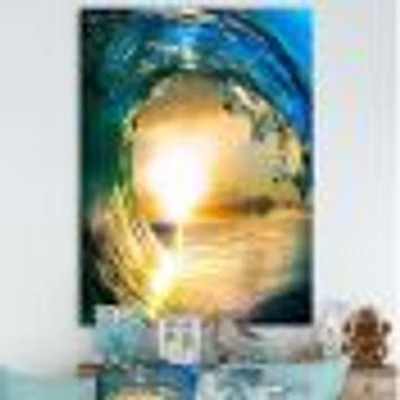 Colored Ocean Waves Falling Down II  Canvas Wall Art