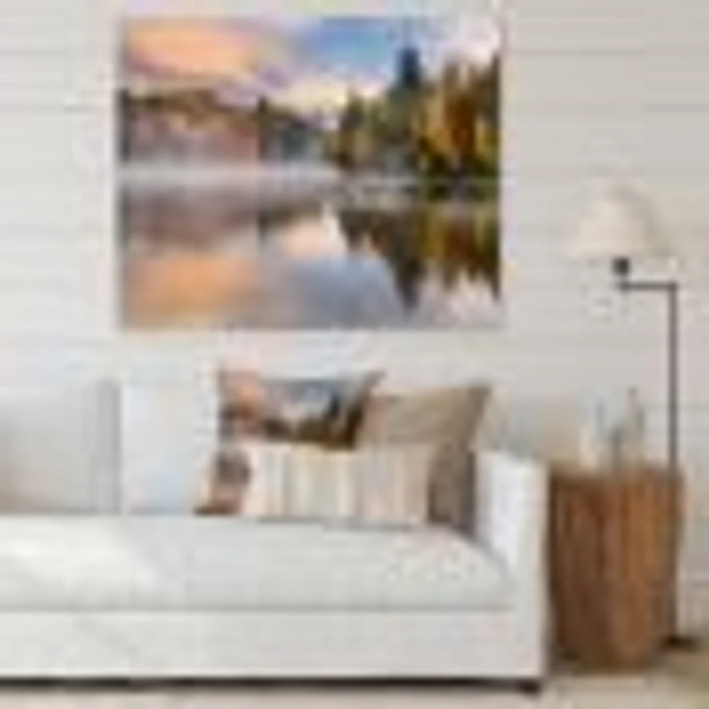 Autumn Foliage by The Lakeside  Canvas Wall Art Print