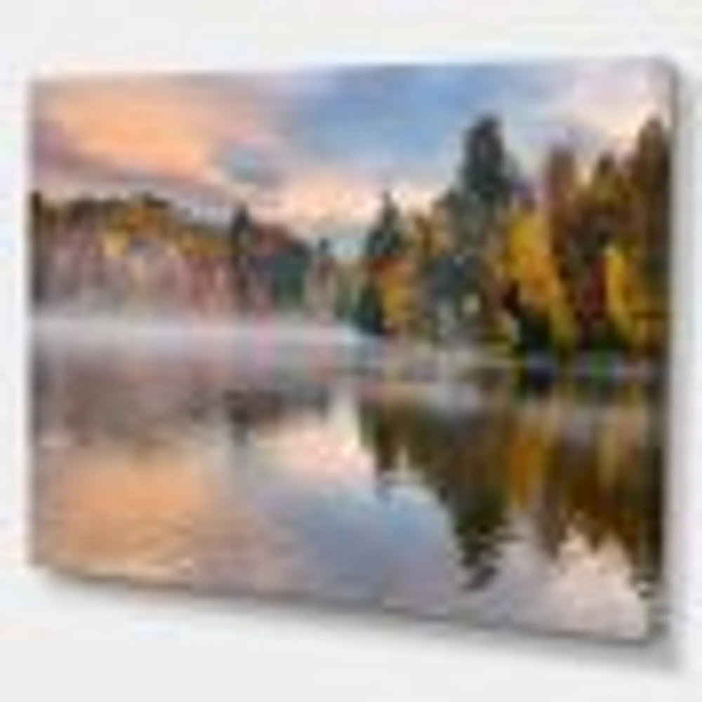 Autumn Foliage by The Lakeside  Canvas Wall Art Print