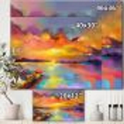 Toile « Sunset Painting with Colorful Reflections I »