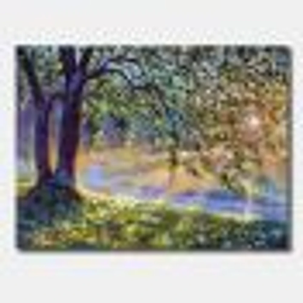 Tree by River First Rays of Afternoon Sun  Wall Art