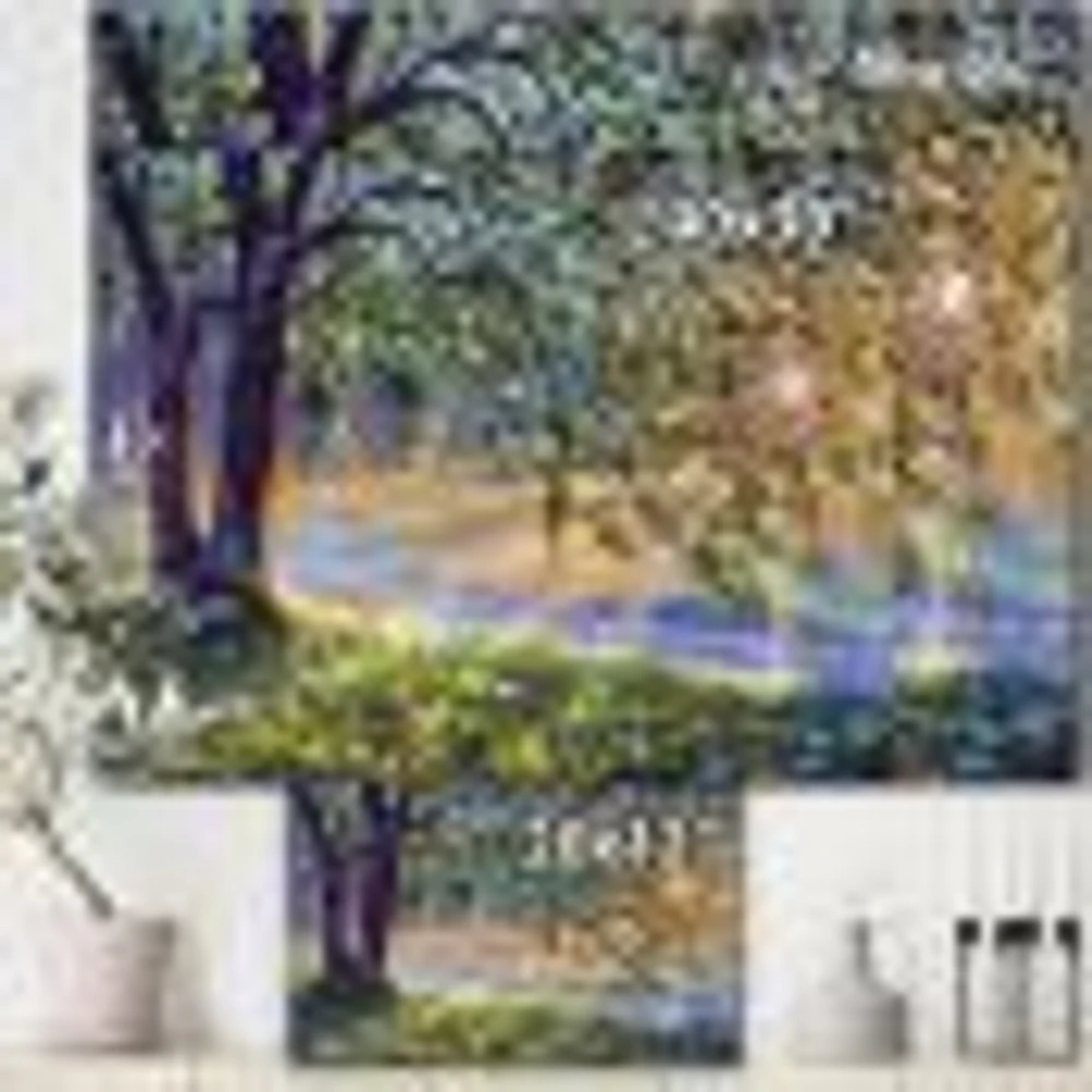 Tree by River First Rays of Afternoon Sun  Wall Art