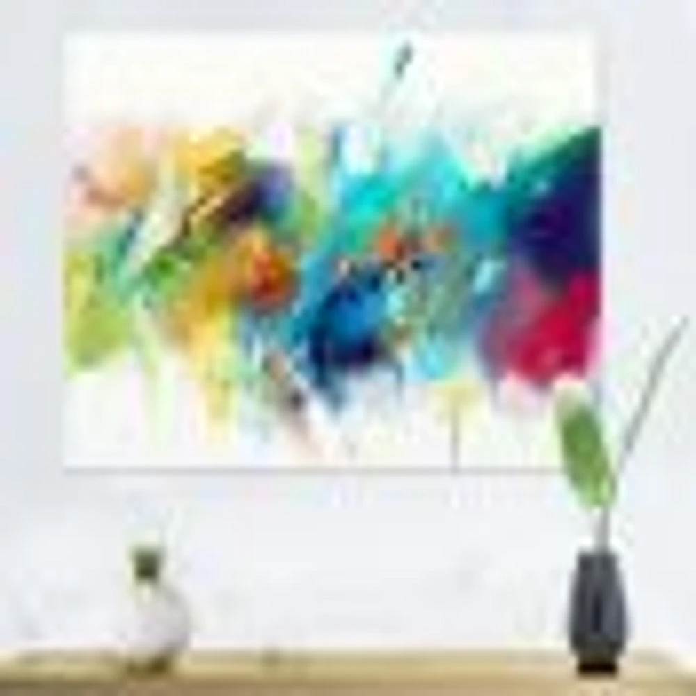 Turquoise Story with Touches of Yellow and Red  Canvas Wall Art Print