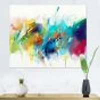 Turquoise Story with Touches of Yellow and Red  Canvas Wall Art Print