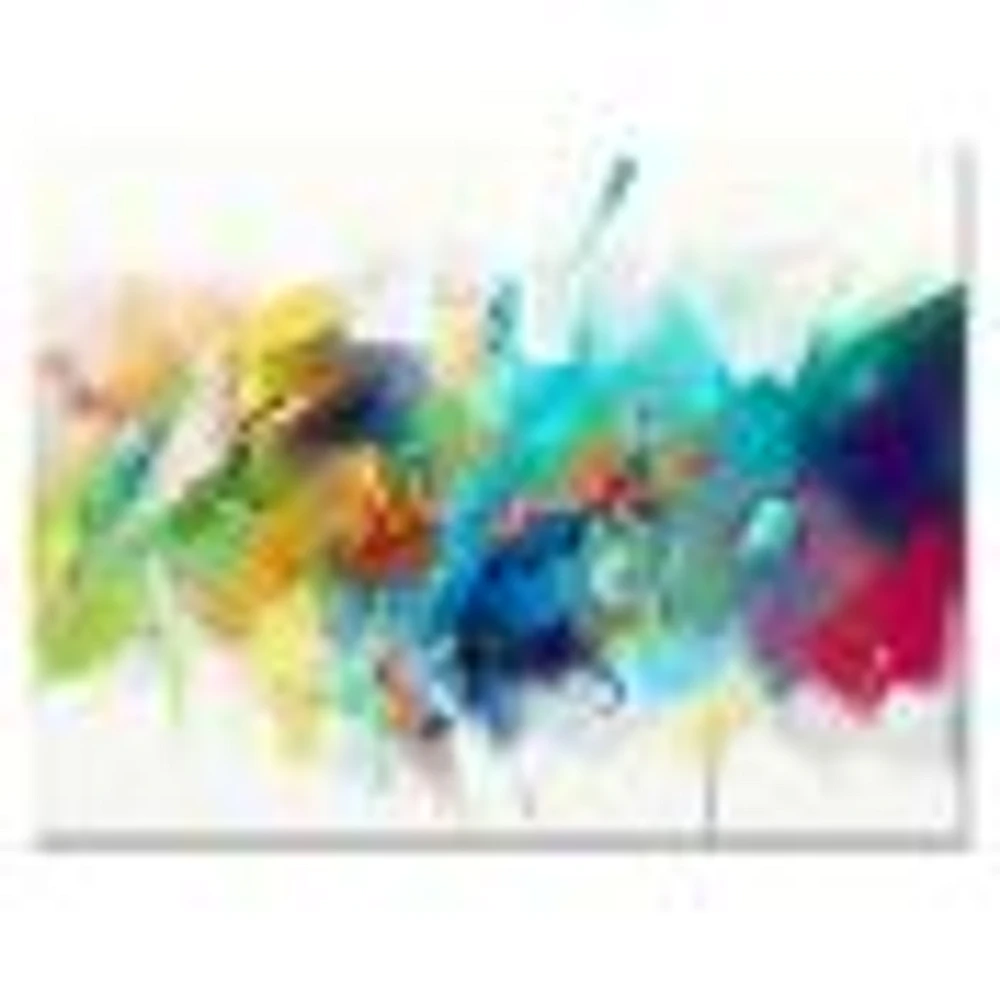 Turquoise Story with Touches of Yellow and Red  Canvas Wall Art Print