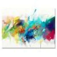 Turquoise Story with Touches of Yellow and Red  Canvas Wall Art Print