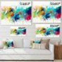 Turquoise Story with Touches of Yellow and Red  Canvas Wall Art Print