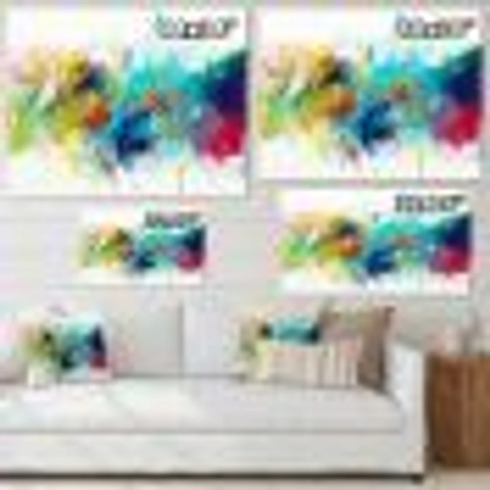 Turquoise Story with Touches of Yellow and Red  Canvas Wall Art Print