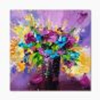 Toile imprimée « Bright Bouquet of Spring Flowers on Purple Background »