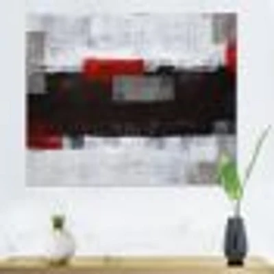 Toile  « Grey and Red Abstract Art Painting »