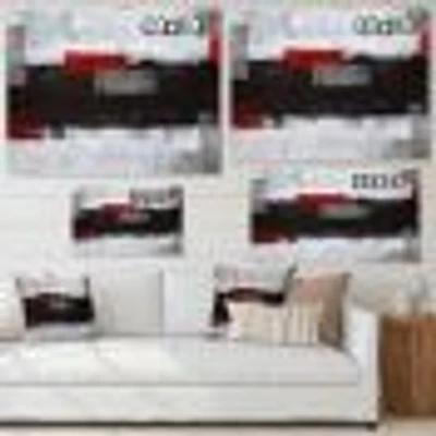 Toile  « Grey and Red Abstract Art Painting »