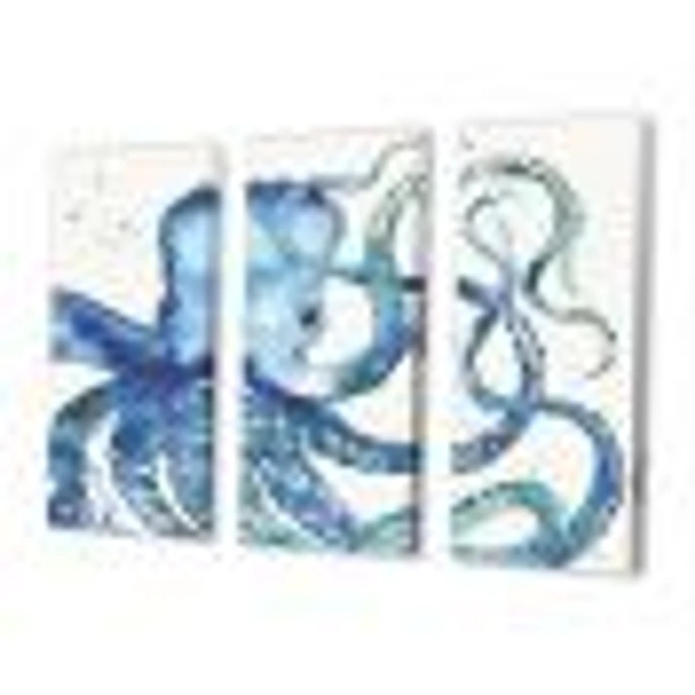 Blue Deep Sea VIII Canvas Wall Art - 3 Panels