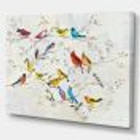 Multicolor Birds on Tree  Canvas Art