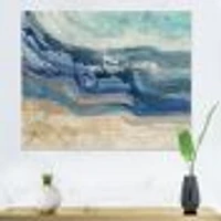 Toile « Coast Blue Sea Waves Watercolour » en bois