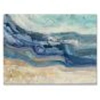 Toile « Coast Blue Sea Waves Watercolour » en bois