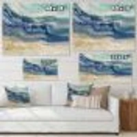 Toile « Coast Blue Sea Waves Watercolour » en bois