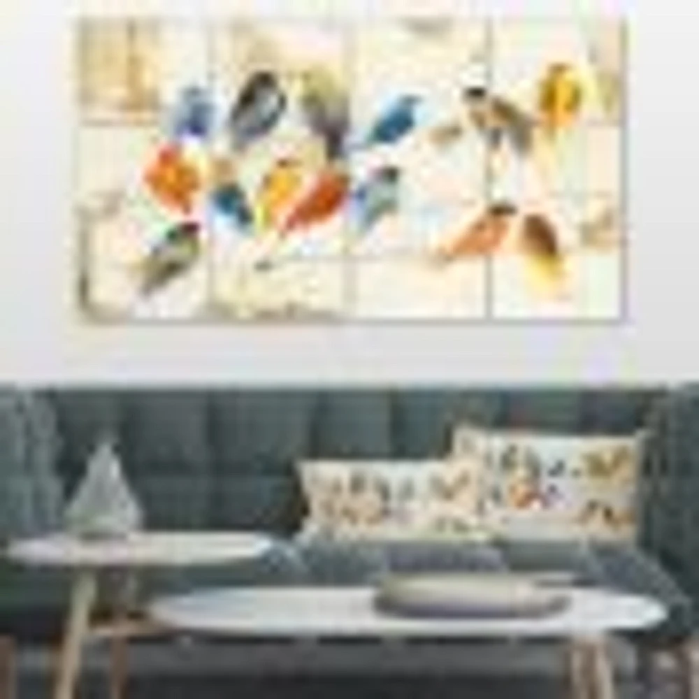 Multicolor Bird Meeting Canvas Wall Art Panels