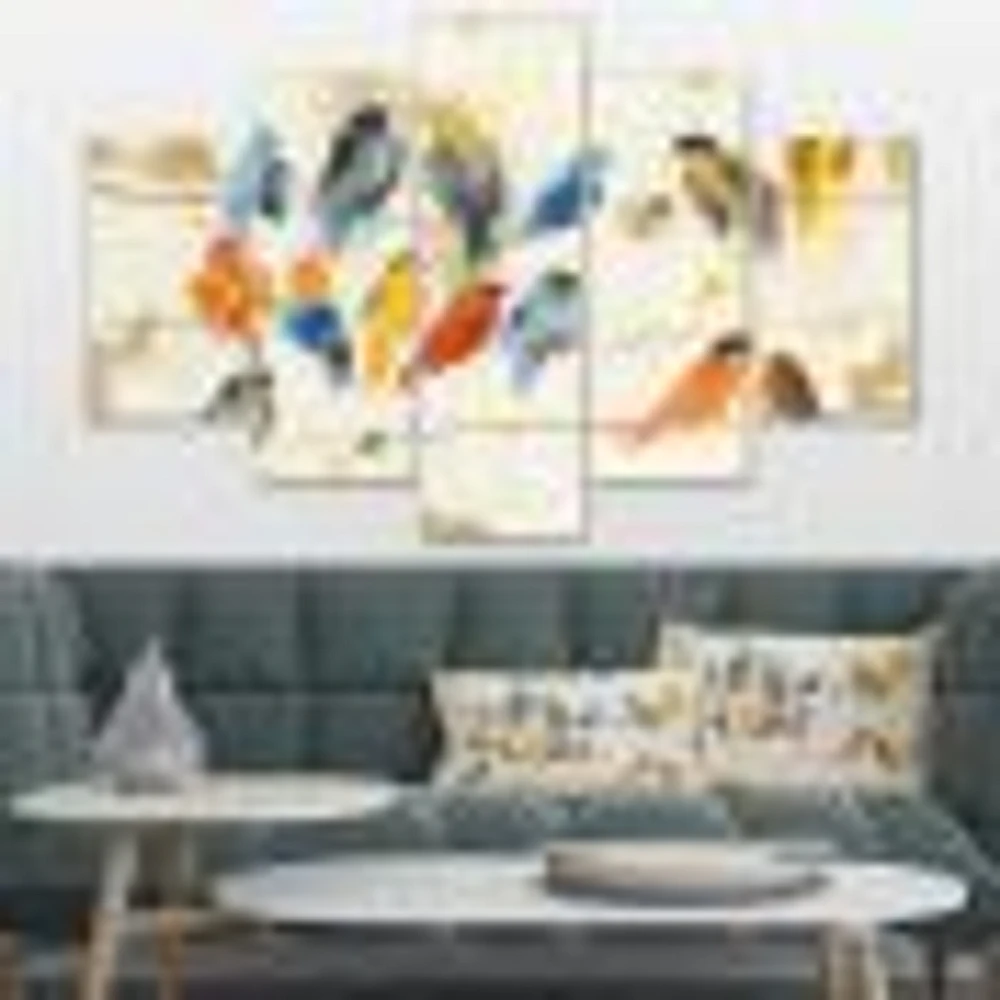 Multicolor Bird Meeting Canvas Wall Art Panels