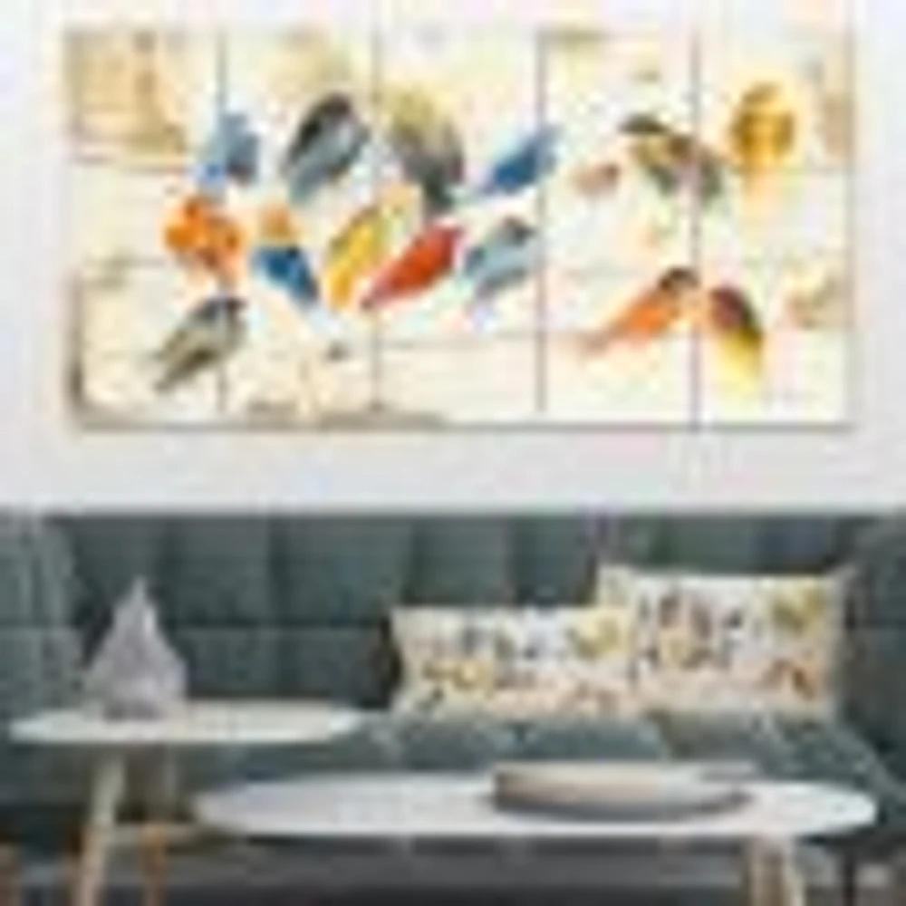 Multicolor Bird Meeting Canvas Wall Art Panels