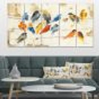 Multicolor Bird Meeting Canvas Wall Art Panels
