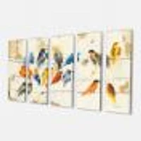 Multicolor Bird Meeting Canvas Wall Art Panels