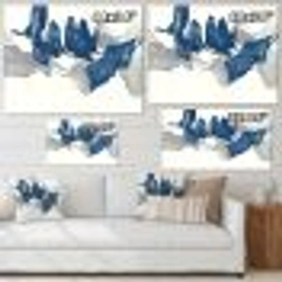 Gouache Sapphire on Gray  Canvas Wall Art
