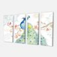 peacocks Watercolor II  Canvas Wall Art