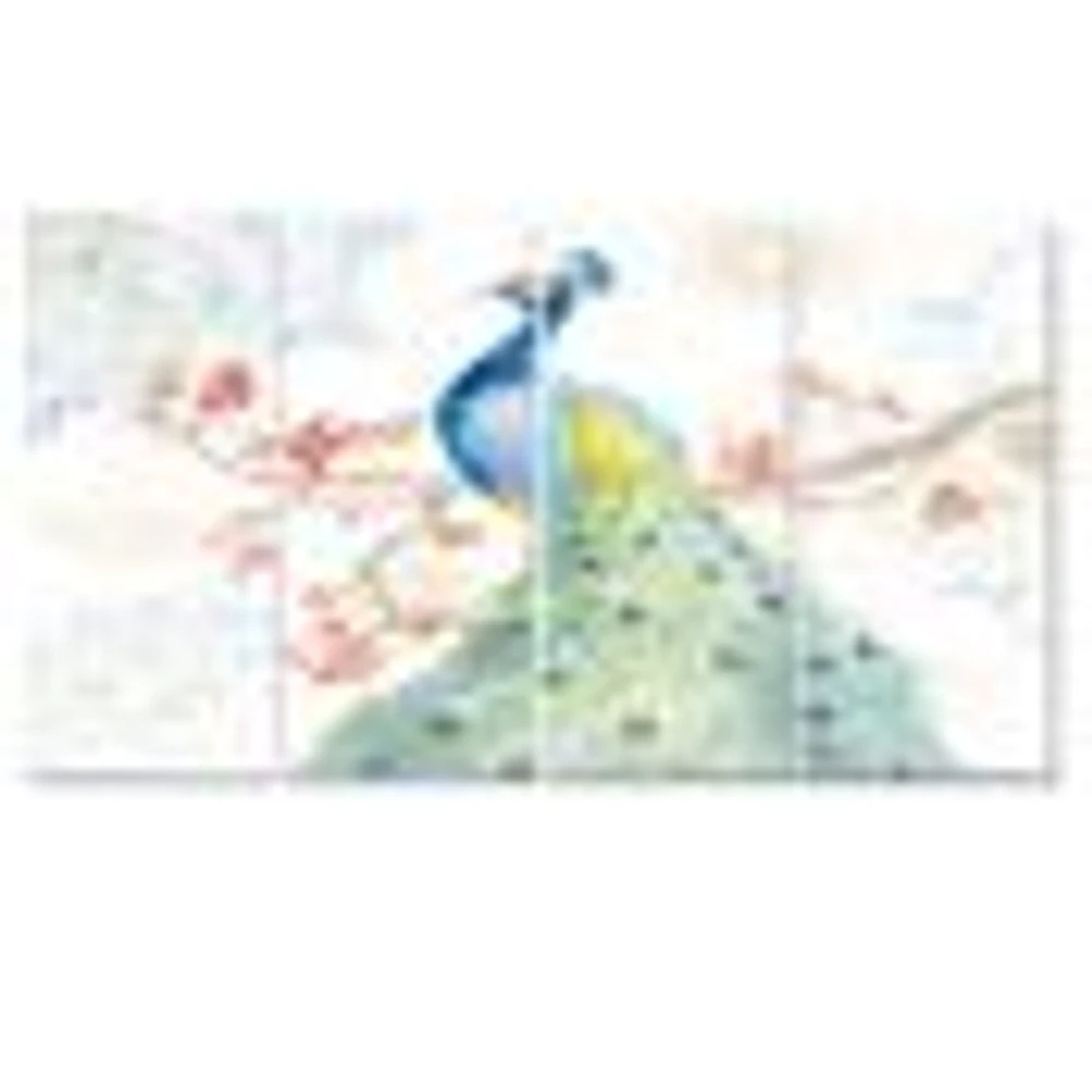 peacocks Watercolor II  Canvas Wall Art