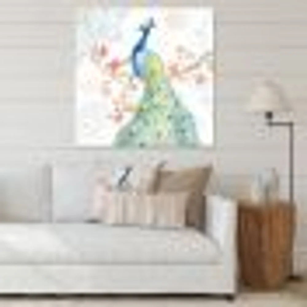 peacocks Watercolor II  Wall Art