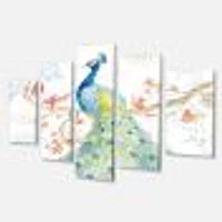 peacocks Watercolor II  Canvas Wall Art