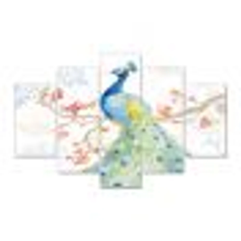 peacocks Watercolor II  Canvas Wall Art
