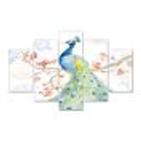 peacocks Watercolor II  Canvas Wall Art