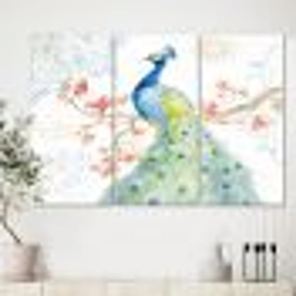 peacocks Watercolor II Canvas Wall Art