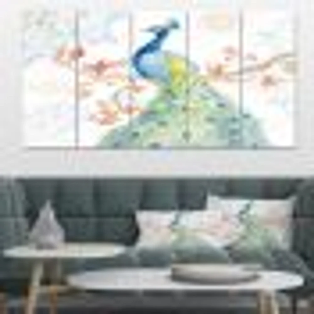 peacocks Watercolor II  Canvas Wall Art