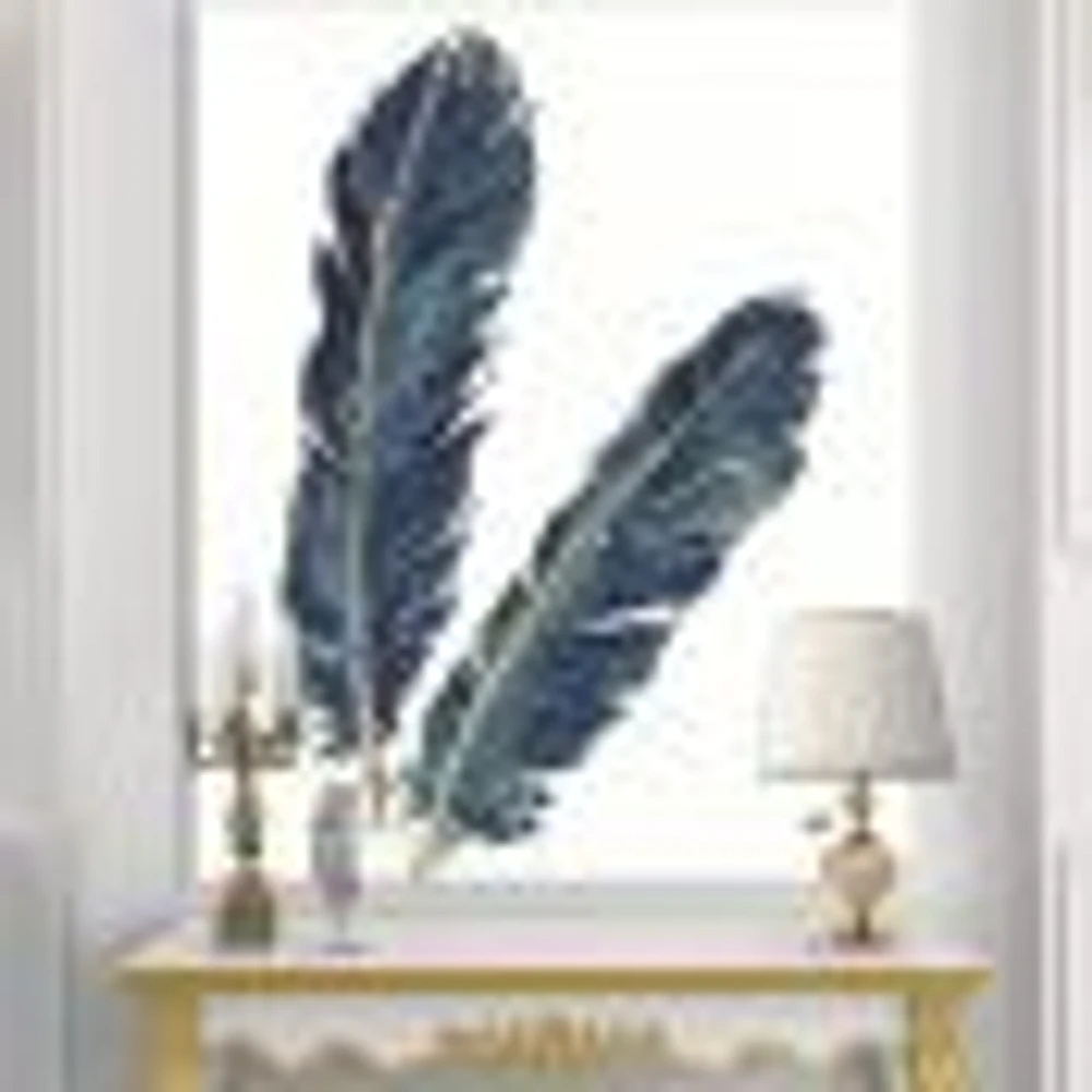 Gold Indigo Feathers IV  Wall Art