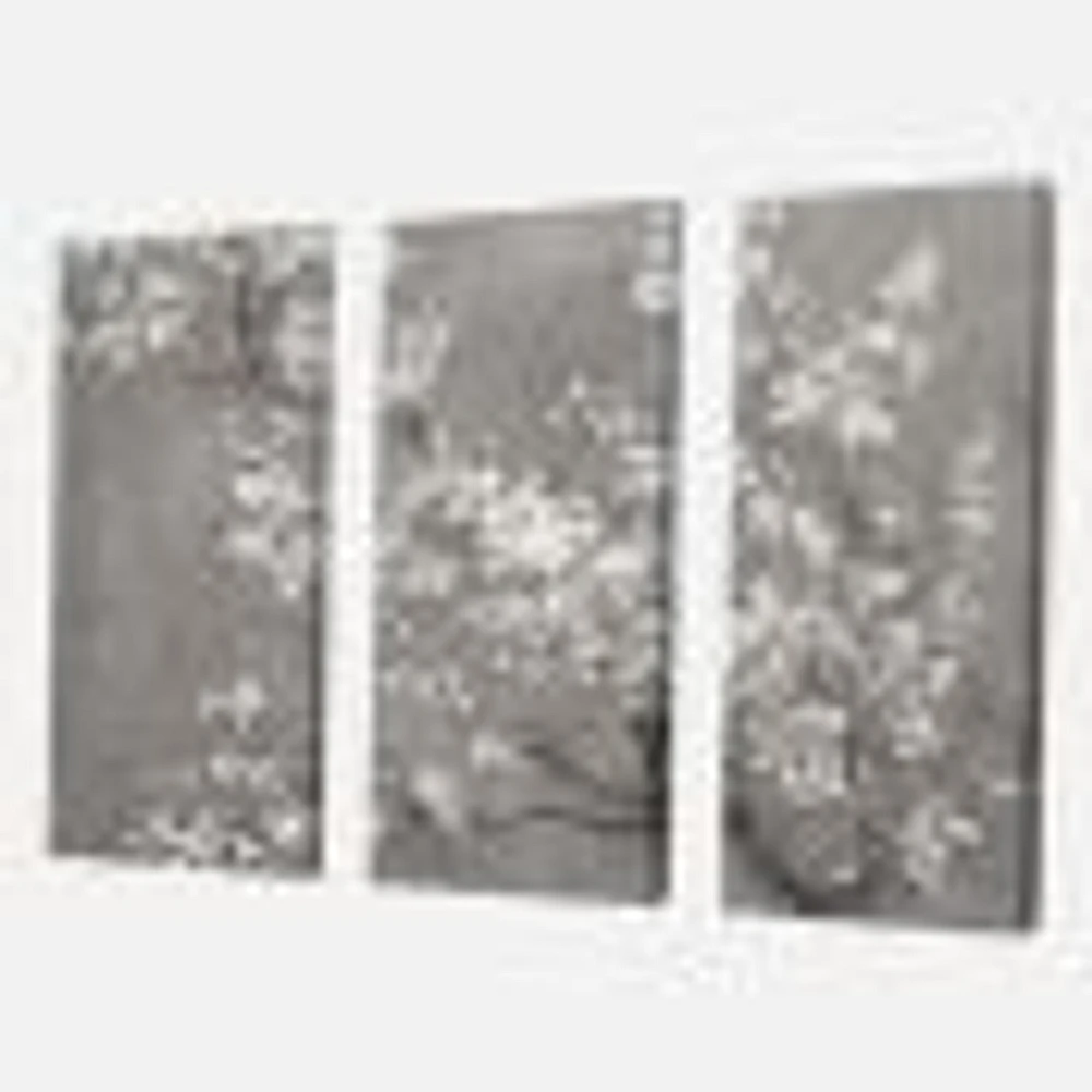 White Cherry Blossoms II Canvas Wall Art Print - 3 Panels