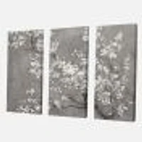 White Cherry Blossoms II Canvas Wall Art Print - 3 Panels