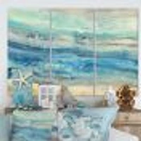 Ocean Mineral Waves Canvas Art - 3 Panels