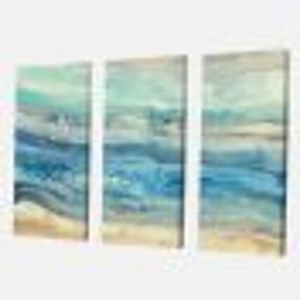 Ocean Mineral Waves Canvas Art - 3 Panels