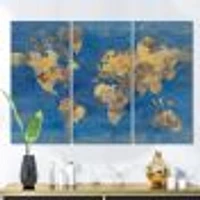 Golden Glam World Map  Canvas Wall Art