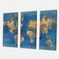 Golden Glam World Map  Canvas Wall Art