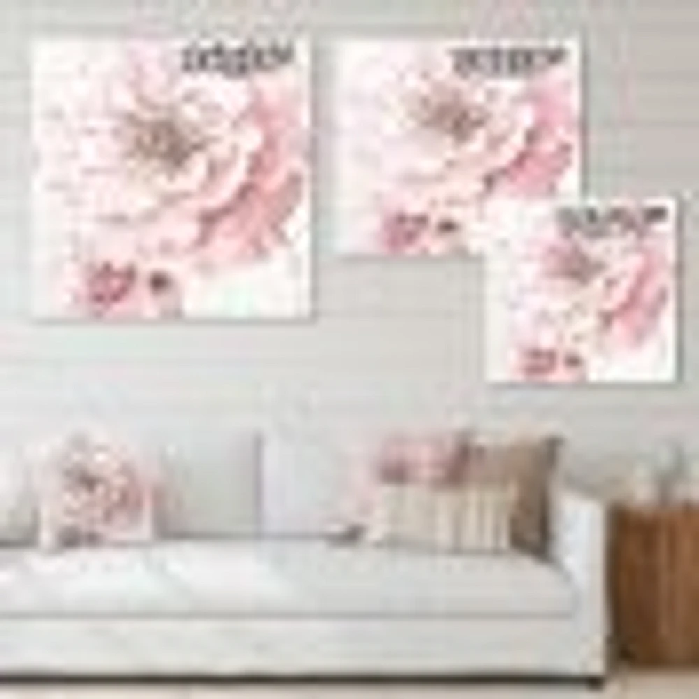 Toile  « Indigold Shabby Peonies Pink »