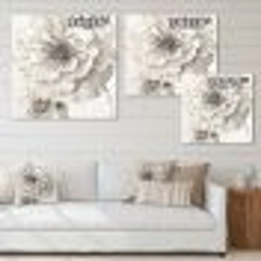 Indigold Grey Peonies I  Canvas Wall Art